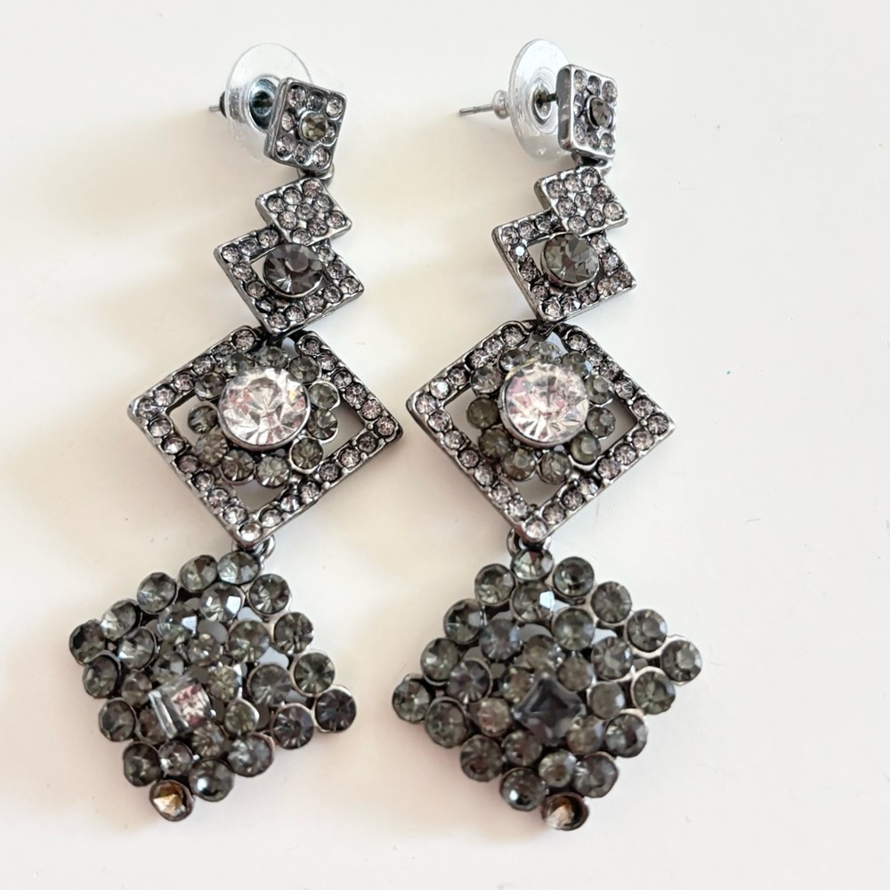 BCBG‎ Max Azria Crystal-Accent Black Drop Earrings